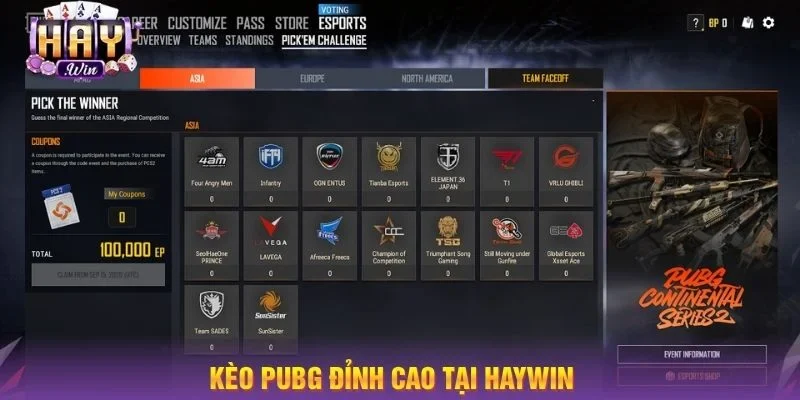 Kèo PUBG tại HAY WIN được đông đảo người chơi yêu thích.