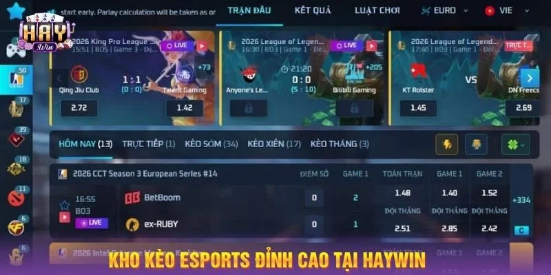 Kho kèo chơi thể thao điện tử đầy hấp dẫn tại HAYWIN.