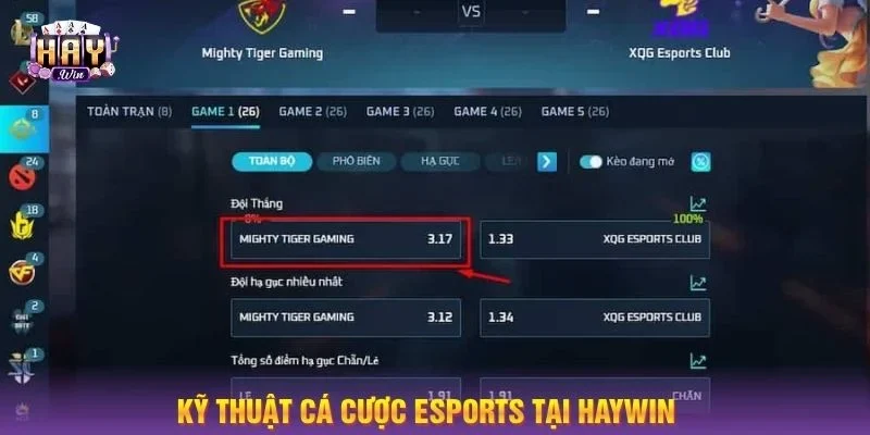 Kỹ thuật cá cược Esports cần người chơi linh hoạt, khéo léo áp dụng.