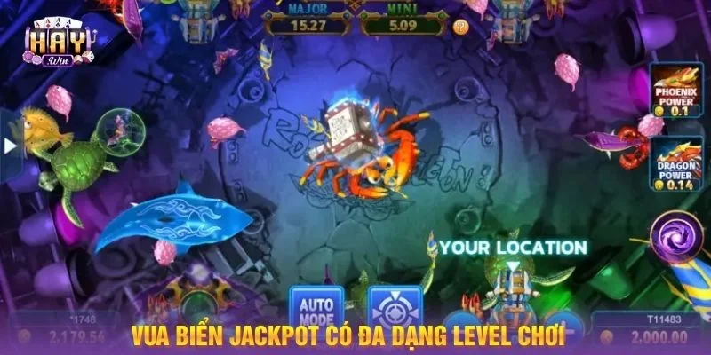 Sân chơi Vua biển Jackpot có đa dạng level chơi.